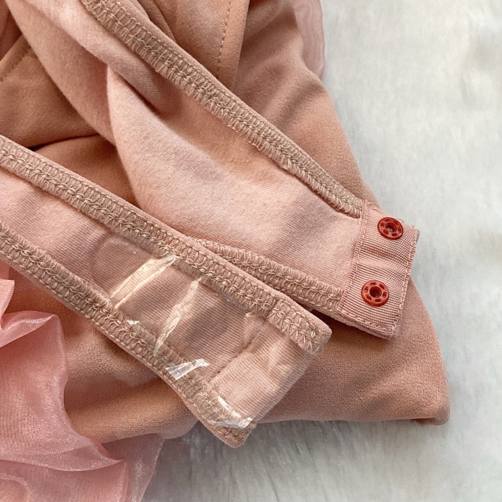 NWOT Intimately Free People Pink Rose Ruffle Flutter Sleeve Bodysuit - Picture 7 of 9